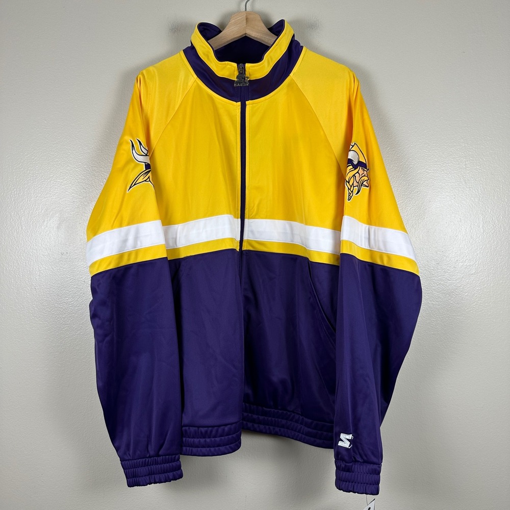Starter Men's XL Minnesota Vikings Track Jacket Purple Yellow NFC North NFL NEW